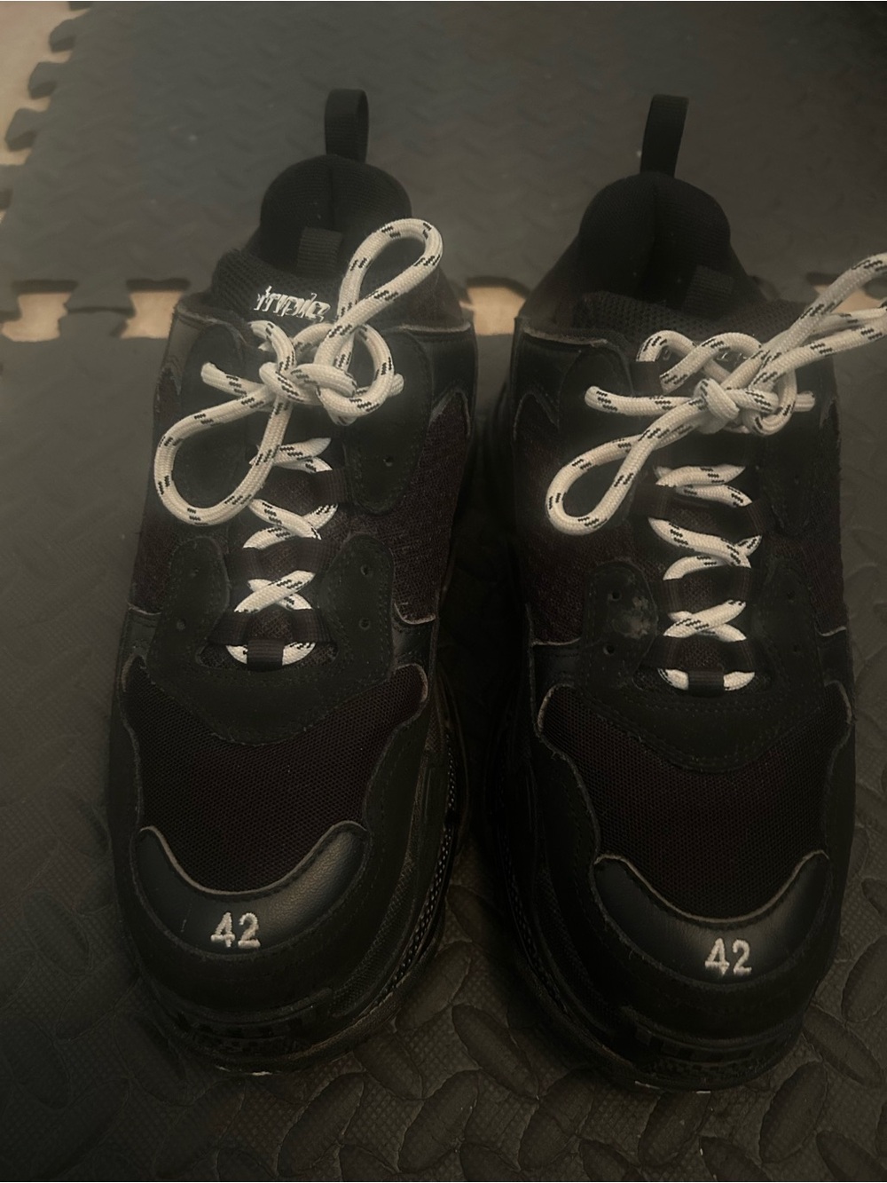Balenciaga Black Chunky Sneakers with White Accents